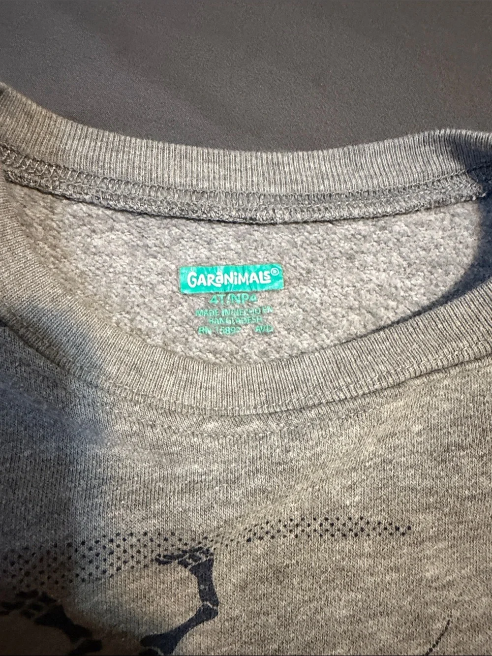Carter's Gray Sweatshirt with Navy Dino Skeleton Print